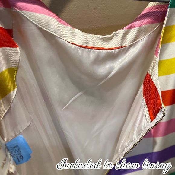 kate spade | Jillian | Lined Silk Rainbow Stripe Dress w Front Pockets & Bow - Picture 12 of 15